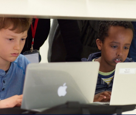 Boys working on their laptops